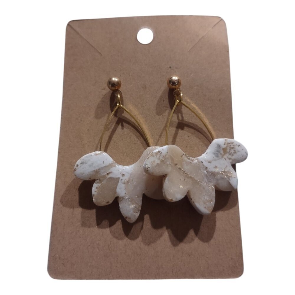 Polymer Clay Earrings Marbled Scallop